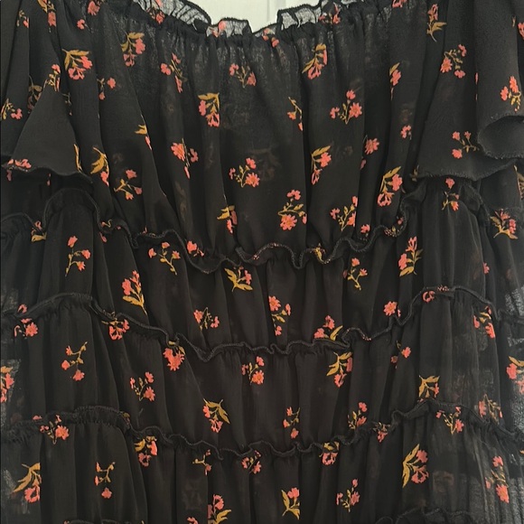 Free People Floral Ruffle Black Bodysuit - Picture 7 of 10